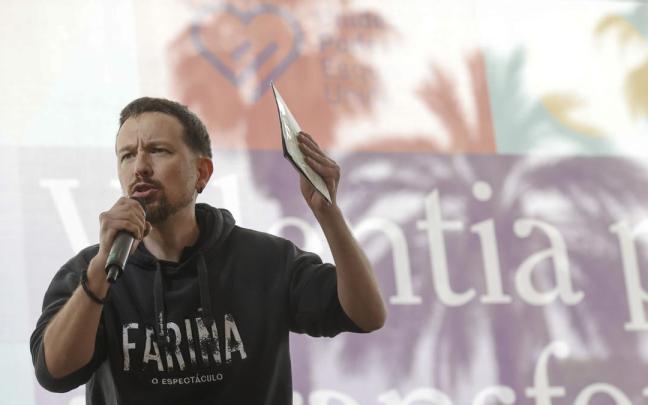 Pablo Iglesias en el cierre de campaña de Podemos en Valencia .