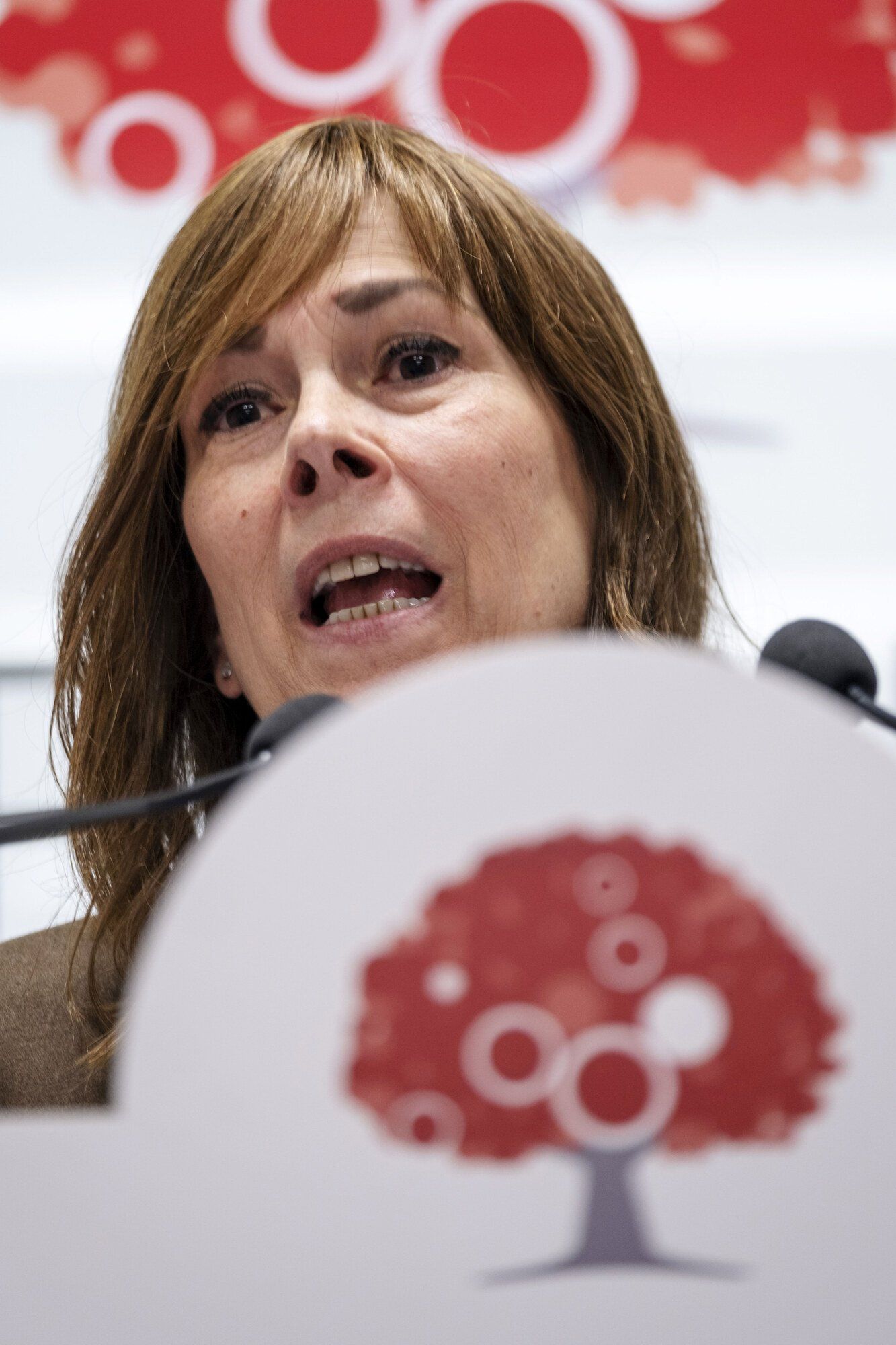 Uxue Barkos, durante la rueda de prensa.