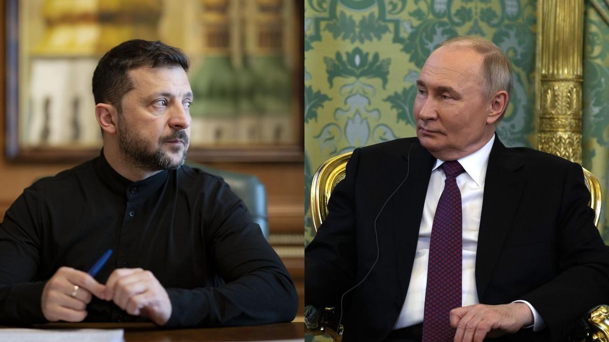 Los presidentes de Ucrania, Volodimir Zelenski, y Rusia, Vladimir Putin.