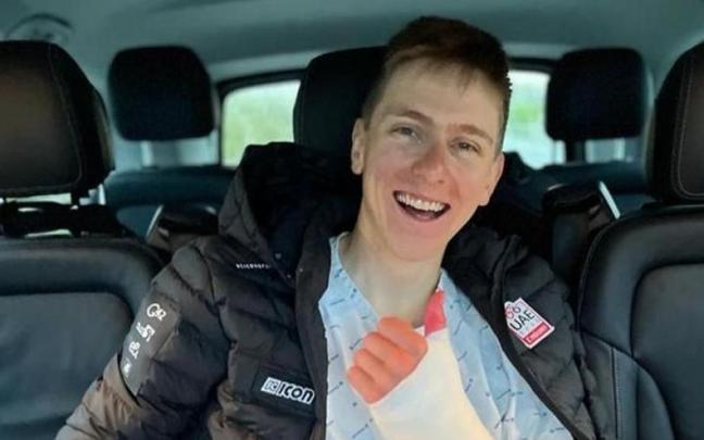 Tadej Pogacar tras su intervención.