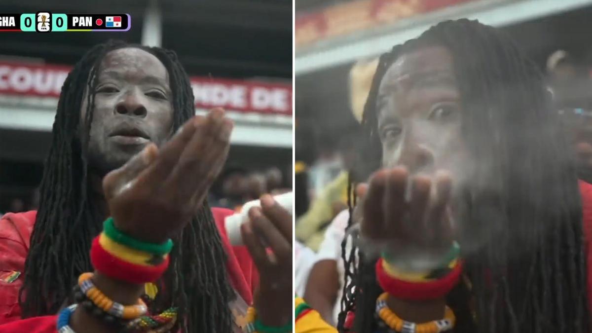 Un seguidor de Ghana sorprendió con la práctica de una "macumba".