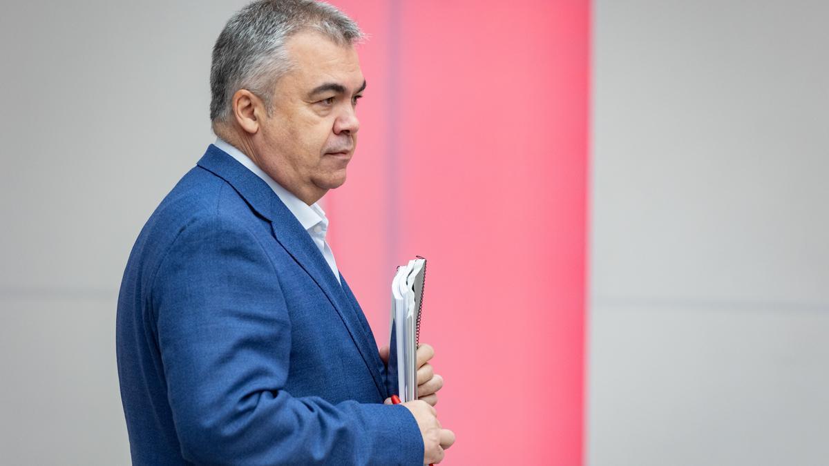 El secretario de Organización del PSOE, Santos Cerdán, en una reunión del comité organizador del 41 Congreso Federal del PSOE, en la sede del partido en Ferraz.
