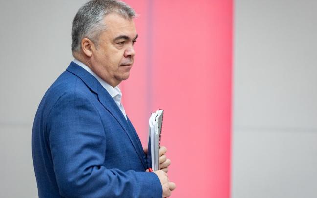 El secretario de Organización del PSOE, Santos Cerdán, en una reunión del comité organizador del 41 Congreso Federal del PSOE, en la sede del partido en Ferraz.