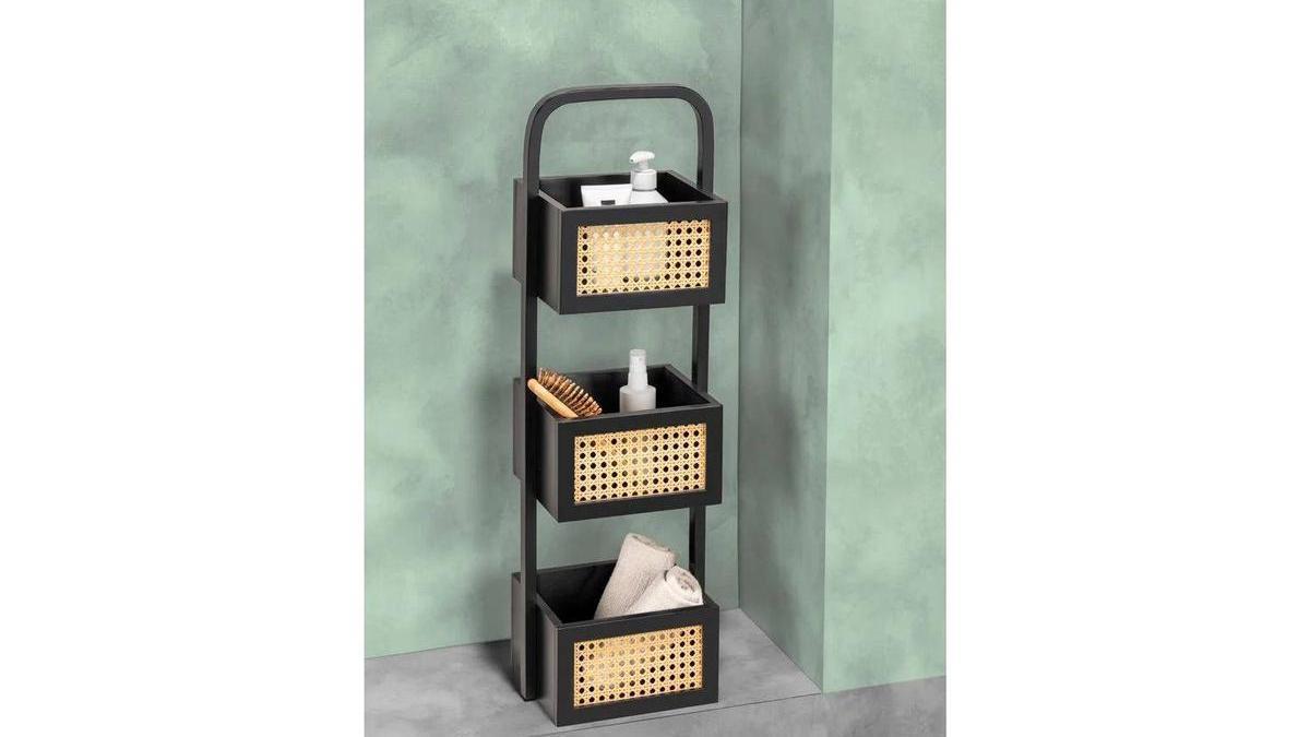 Wenko Estantería de baño con 3 cestas de bambú