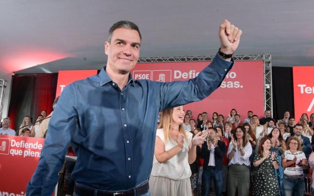 El presidente del Gobierno español, Pedro Sánchez, en un mitin anterior