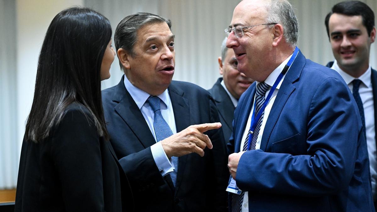 El ministro de Agricultura y Pesca, Luis Planas, junto a sus homólogos europeos en una reunión en Bruselas.