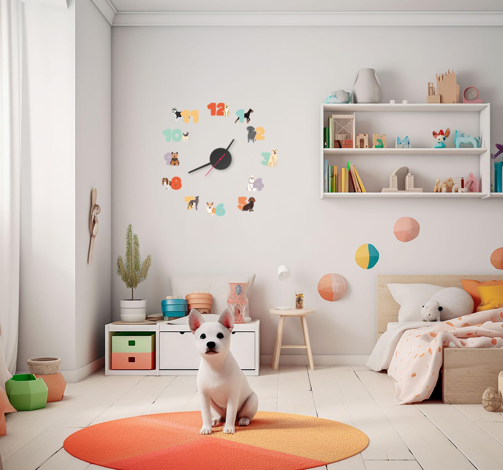 Este reloj adhesivo es un bonito detalle para decorar una habitación infantil.