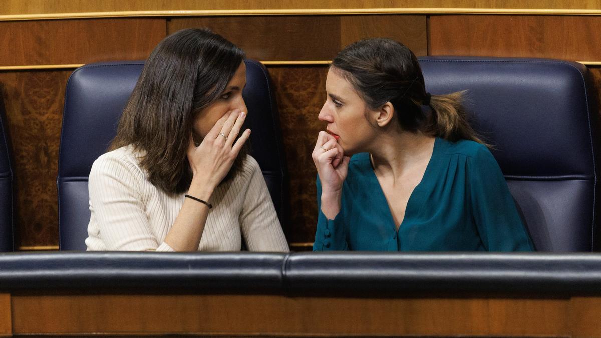 Ione Belarra, secretaria general de Podemos y ministra de Derechos Sociales, hizo una férrea defensa de la titular de Igualdad, Irene Montero, según Podemos vetada por Sumar.