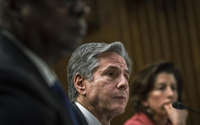 Blinken en un momento de su reunión con el canciller chino.