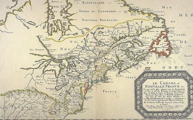 Mapa de Nicolas Sanson de Canadá en el año 1656. Mapa de Nicolas Sanson de Canadá en el año 1656.