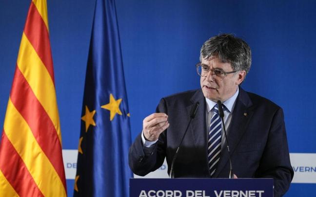 Puigdemont comparece desde la localidad francesa de Perpinyà. / EFE Puigdemont comparece desde la localidad francesa de Perpinyà.