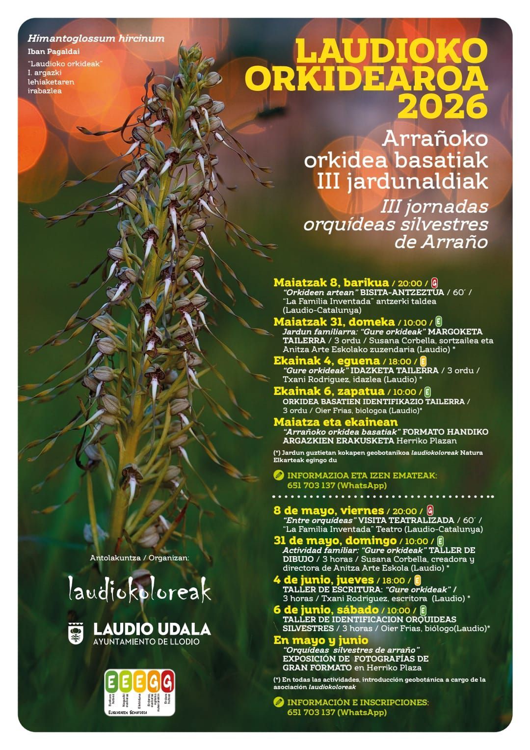 Cartel de las III Jornadas sobre las orquídeas silvestres de Arraño en Laudio