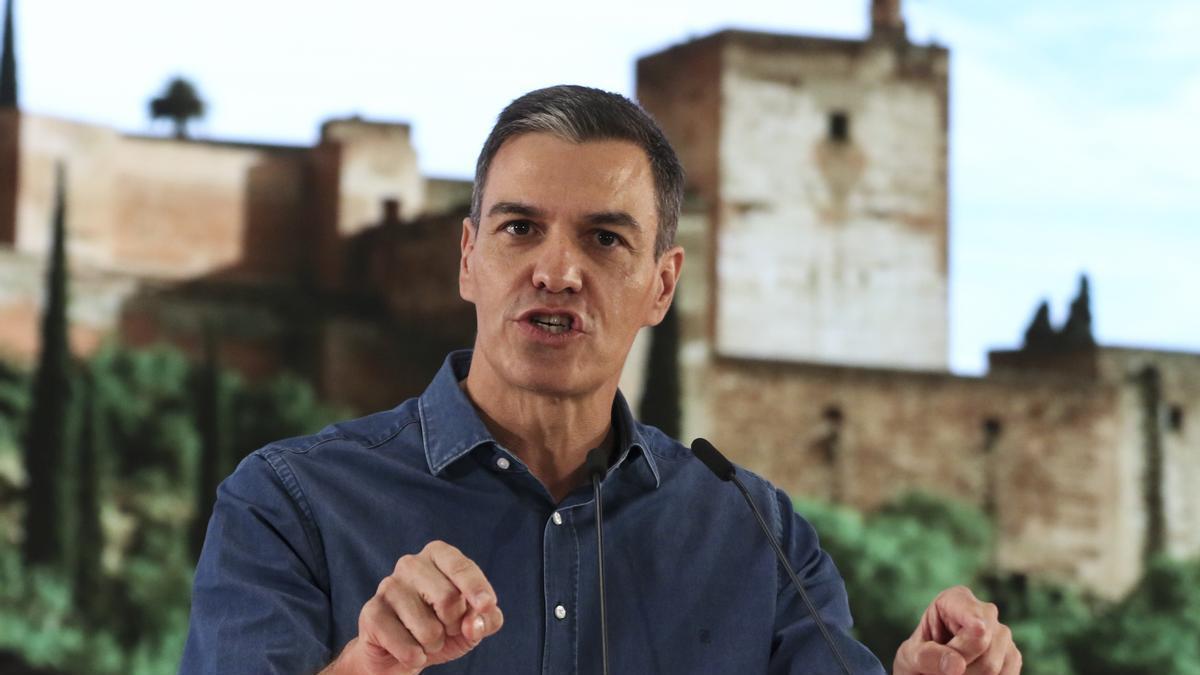 Pedro Sánchez durante el acto político en el que ha participado en Granada.