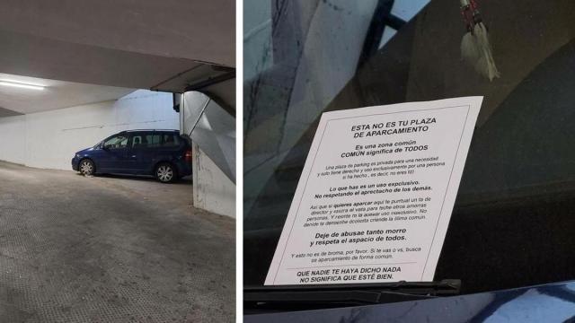 Un coche mal estacionado en un parking ha recibido una contundente respuesta