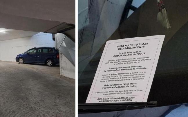 Un coche mal estacionado en un parking ha recibido una contundente respuesta