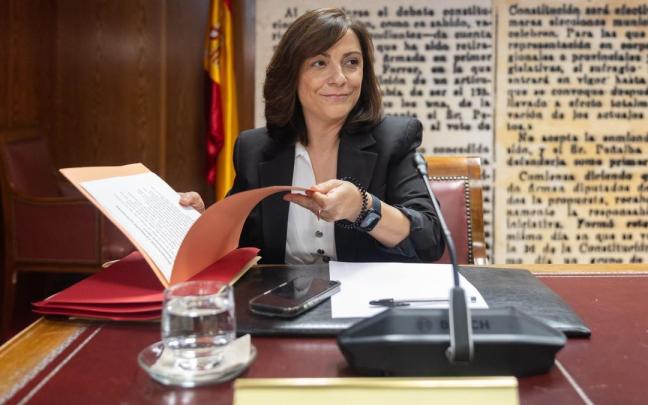 La gerente del PSOE, Ana María Fuentes, en la comisión del 'caso Koldo' en el Senado.