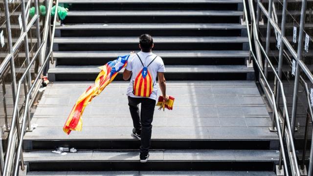 Imagen de archivo de un joven con una estelada.