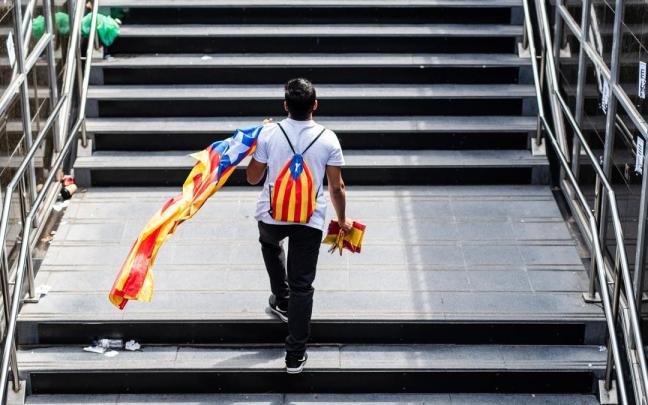 Imagen de archivo de un joven con una estelada.