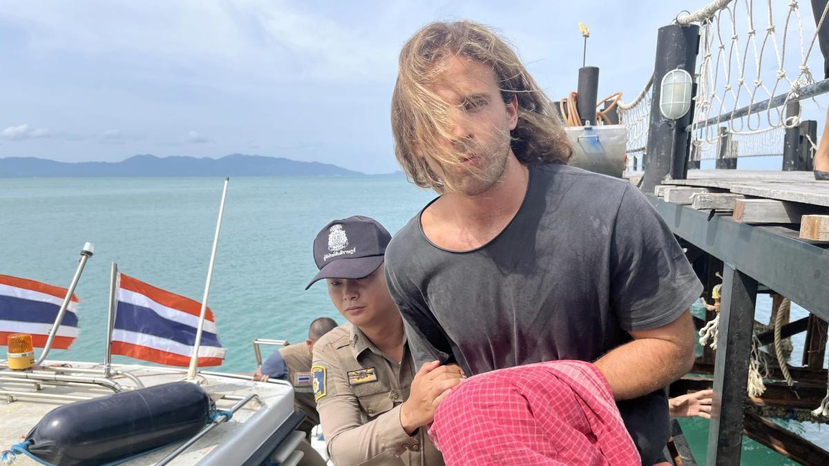 Daniel Sancho a su llegada al puerto de Koh Samui.
