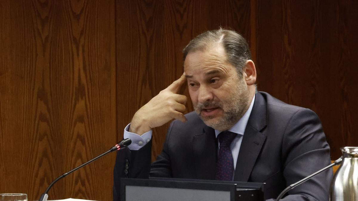 El exministro José Luis Ábalos durante su intervención en la comisión de investigación del caso Koldo en el Senado.