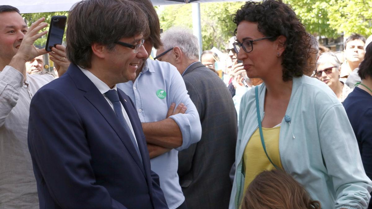 Carles Puigdemont y Marta Rovira, en un encuentro desde sus respectivos exilios.