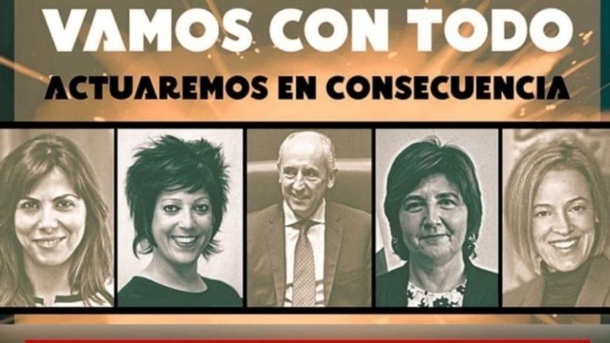 Cartel de movilización con las fotos de Erkoreka y otros cargos de Lakua y la Ertzaintza.