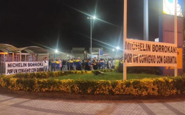 Imagen de la factoría de Michelin en Lasarte, donde la plantilla sigue con las movilizaciones
