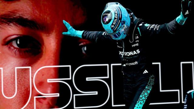George Russell celebra su triunfo en el Gran Premio de Austria.