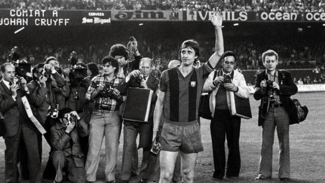 Johan Cruyff, en su presentación como jugador del Barcelona.