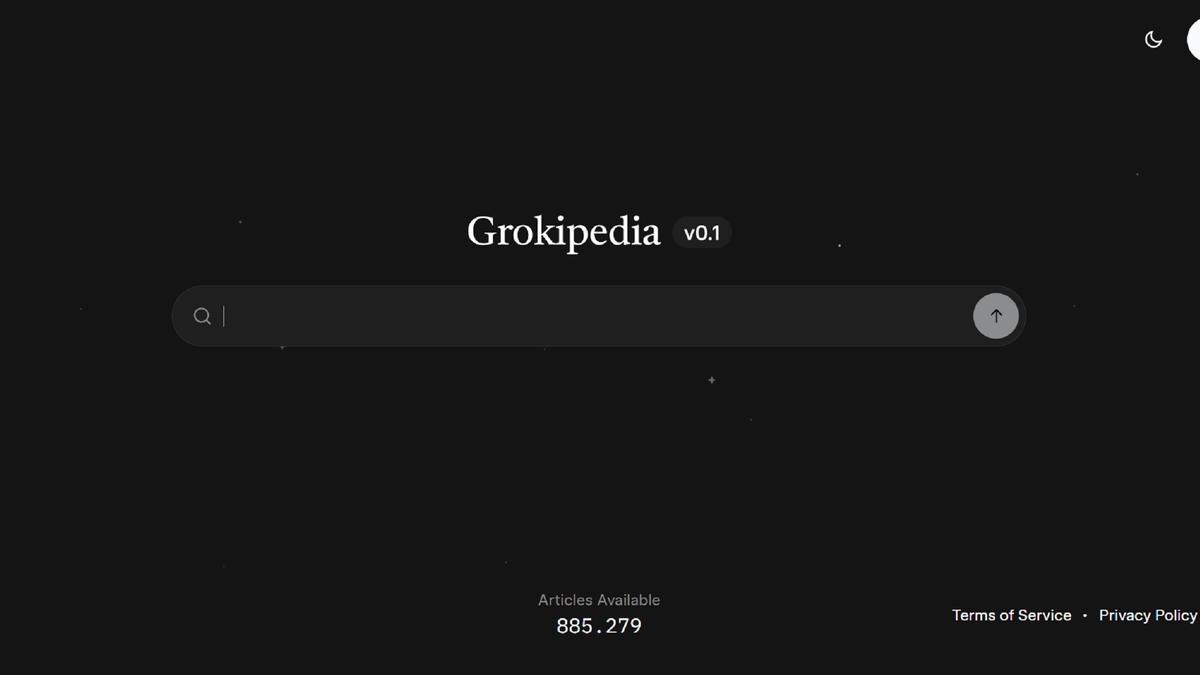 Pagina de inicio de Grokipedia.