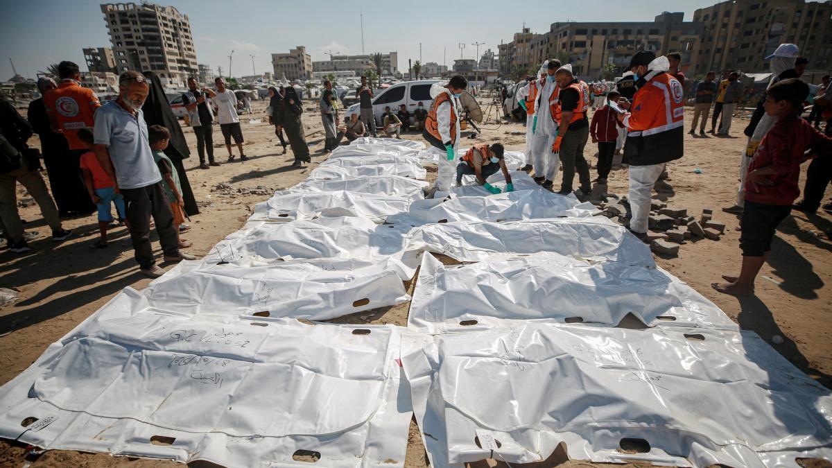 Imagen de algunos cuerpos recuperados en la Franja de Gaza