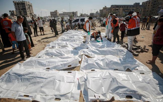 Imagen de algunos cuerpos recuperados en la Franja de Gaza