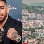 Ilia Topuria y una imagen panorámica de Bilbao desde las alturas