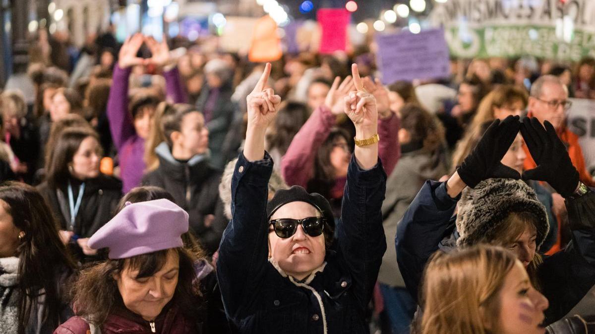 Manifestación por el 8M en el centro de Madrid.