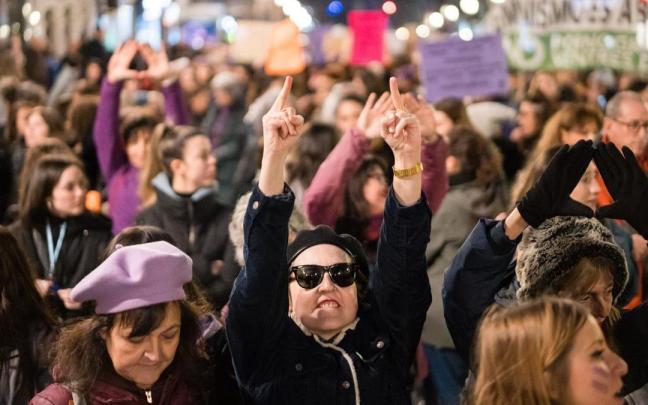 Manifestación por el 8M en el centro de Madrid.