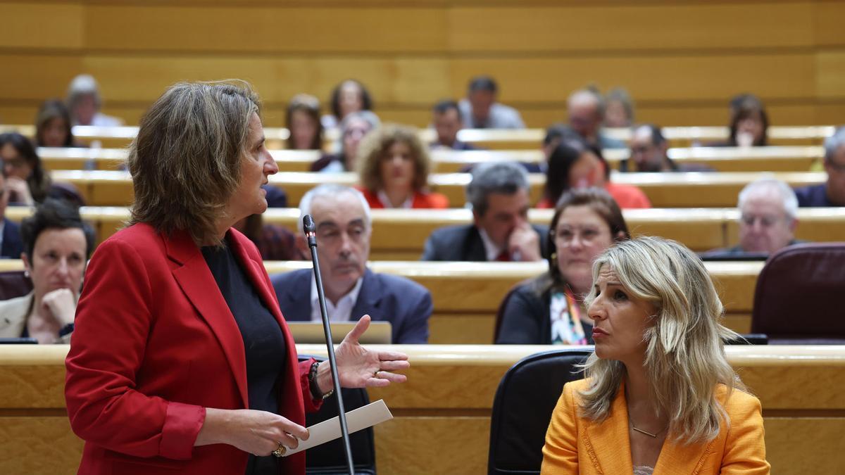 Teresa Ribera durante la sesión de control al Gobierno español en el Senado.
