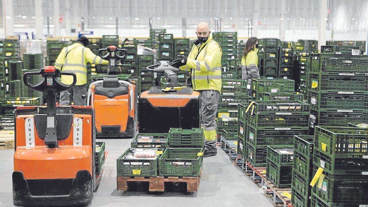 Operarios trabajando en un centro logístico de Gasteiz. | FOTO: PILAR BARCO