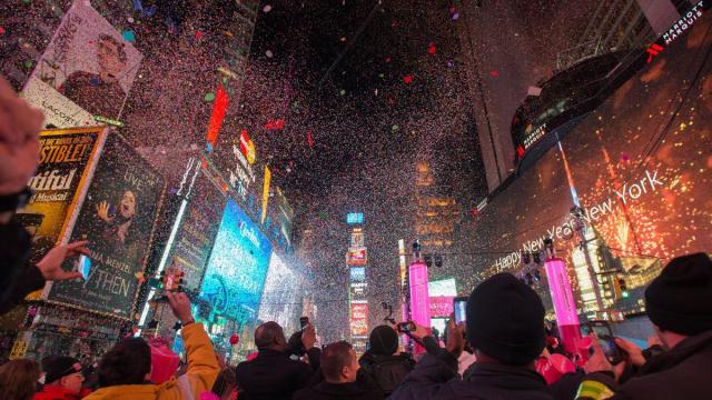 Nochevieja en Times Square, Manhattan (Nueva York).