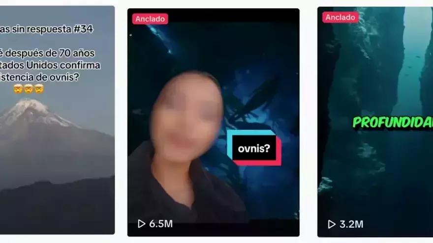 Captura de pantalla de algunos de los vídeos de TikTok