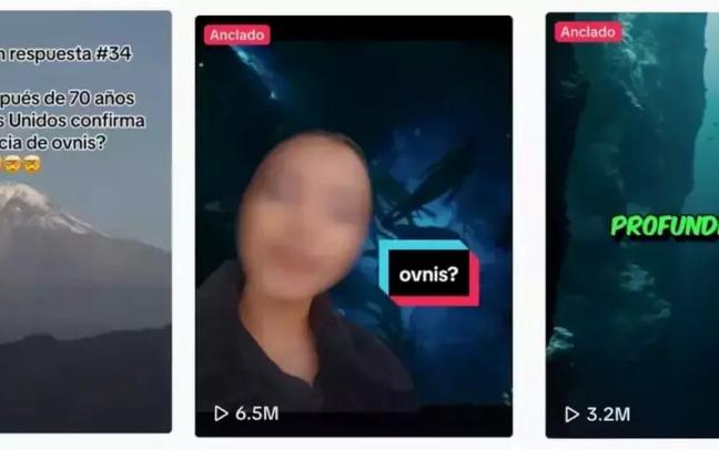Captura de pantalla de algunos de los vídeos de TikTok