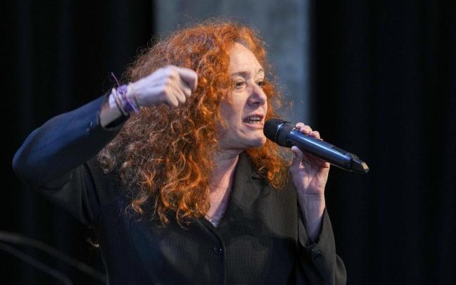 La periodista Cristina Fallarás en un acto de Podemos.