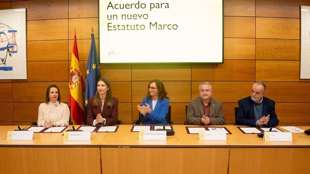 Mónica García, durante la presentación del Estatuto Marco.