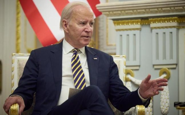 El presidente de Estados Unidos, Joe Biden, durante su visita a Kiev el pasado 20 de febrero.