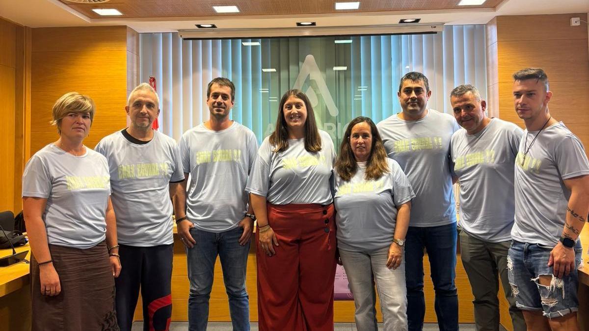 Momento de la presentación de la campaña para fomentar el uso del euskera en el deporte este mediodía en Amurrio