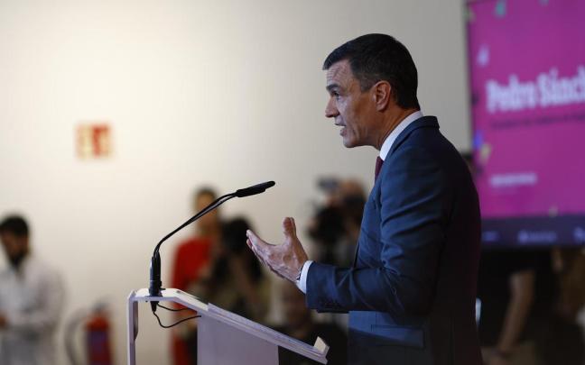 El presidente del Gobierno español, Pedro Sánchez, durante el acto de aniversario del digital infoLibre El presidente del Gobierno español, Pedro Sánchez, durante el acto de aniversario del digital infoLibre