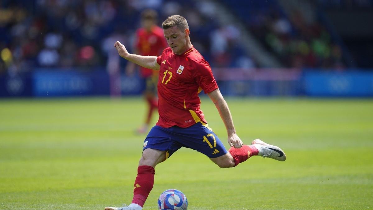 Sergio Gómez durante el partido ante Uzbekistán. / RFEF