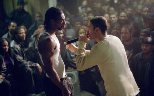 Nashawn Breedlove en la mítica pelea de gallos contra Eminem en '8 Millas'. Nashawn Breedlove en la mítica pelea de gallos contra Eminem en '8 Millas'.