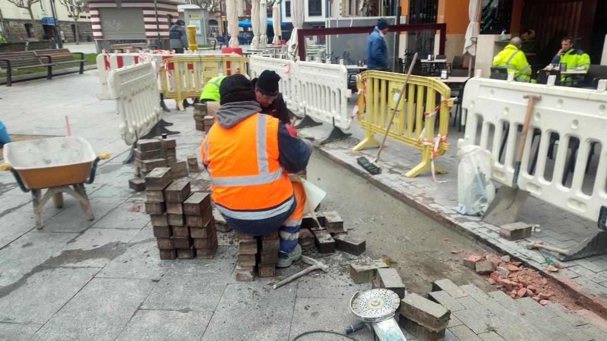 Obras en el parque de la Lamera, en Bermeo.