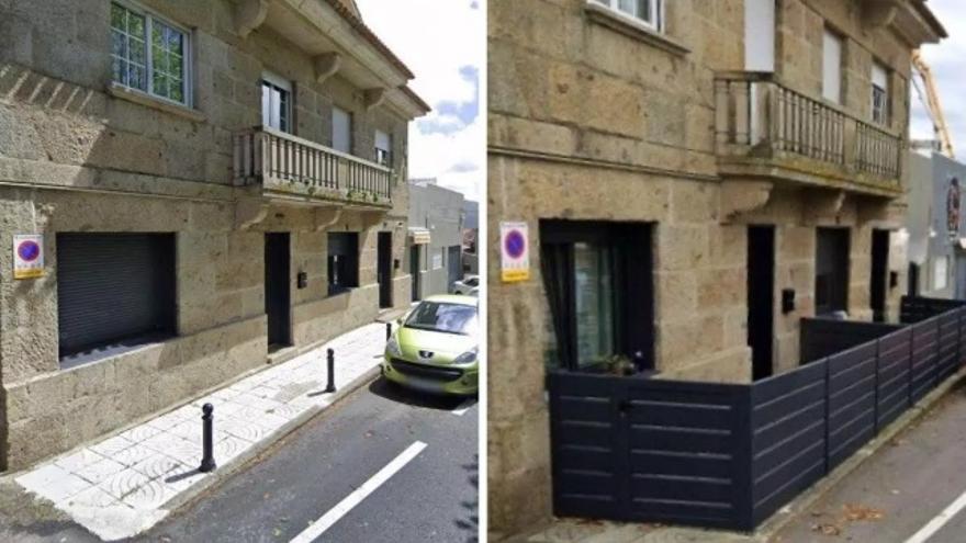 La acera libre en 2019 y con la terraza instalada posteriormente.