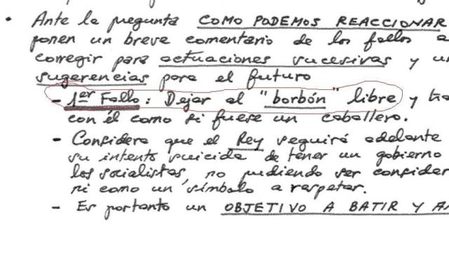 Documento firmado por “militares españoles”, redactado tras el 23-F y que señaló como uno de los errores “dejar al ‘borbón’ libre”